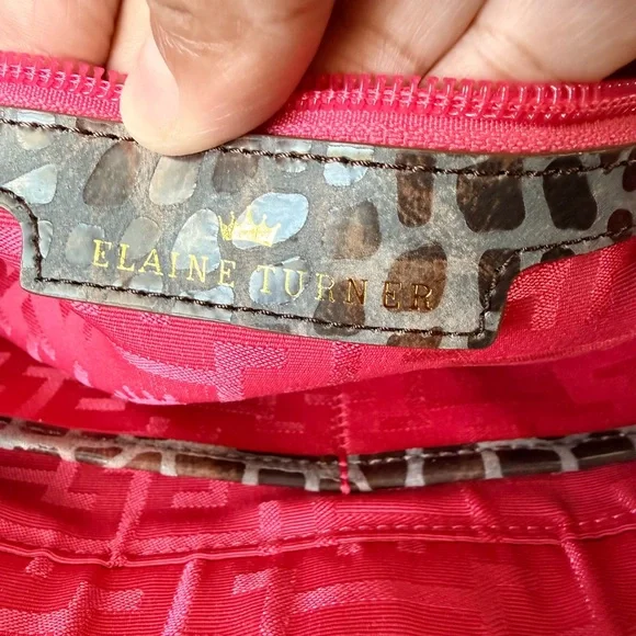 Elaine Turner Brown Croc-Embossed Satchel with Gold Hardware - Picture 9 of 10